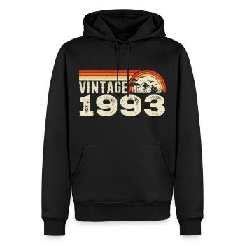 Vintage 1993 Cadeau Anniversaire 1993 Rétro 1993 - Sweat à capuche Premium bio Homme - noir - Devant - Nico (187cm)