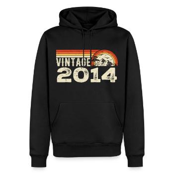 Jahrgang 2014 Retro 2014 Geburtstagsgeschenk 2014 - Männer Premium Bio Hoodie - Schwarz - Vorne - Nico (187cm)