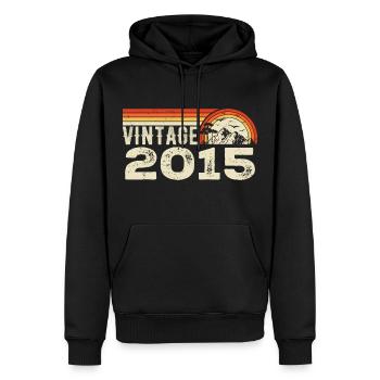 Jahrgang 2015 Geburtstagsgeschenk 2015 Retro 2015 - Männer Premium Bio Hoodie - Schwarz - Vorne - Nico (187cm)