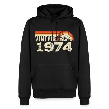 Vintage 1974 Cadeau Anniversaire 1974 Rétro 1974 - Sweat à capuche Premium bio Homme - noir - Devant - Nico (187cm)