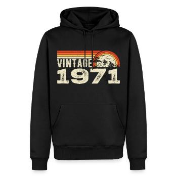 Jahrgang 1971 Geburtstagsgeschenk 1971 Retro 1971 - Männer Premium Bio Hoodie - Schwarz - Vorne - Nico (187cm)