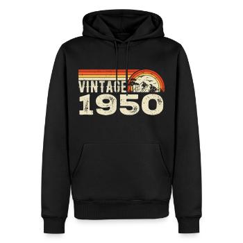 Vintage 1950 Cadeau Anniversaire 1950 Rétro 1950 - Sweat à capuche Premium bio Homme - noir - Devant - Nico (187cm)