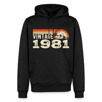 Vintage 1981 Cadeau Anniversaire 1981 Rétro 1981 - Sweat à capuche Premium bio Homme - noir - Devant - Nico (187cm)