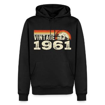Vintage 1961 Cadeau Anniversaire 1961 Rétro 1961 - Sweat à capuche Premium bio Homme - noir - Devant - Nico (187cm)