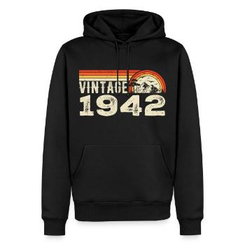 Vintage 1942 Cadeau Anniversaire 1942 Rétro 1942 - Sweat à capuche Premium bio Homme - noir - Devant - Nico (187cm)