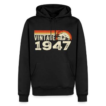 Vintage 1947 Cadeau Anniversaire 1947 Rétro 1947 - Sweat à capuche Premium bio Homme - noir - Devant - Nico (187cm)