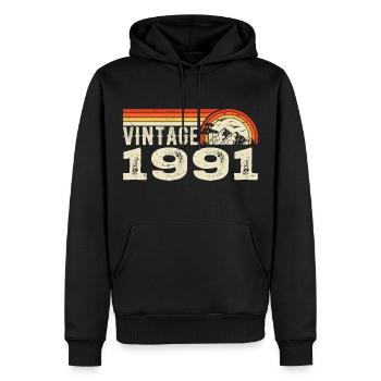 Vintage 1991 Cadeau Anniversaire 1991 Rétro 1991 - Sweat à capuche Premium bio Homme - noir - Devant - Nico (187cm)