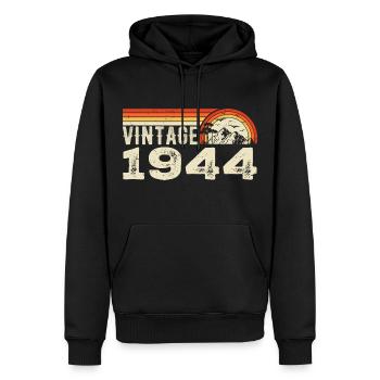 Jahrgang 1944 Geburtstagsgeschenk 1944 Retro 1944 - Männer Premium Bio Hoodie - Schwarz - Vorne - Nico (187cm)
