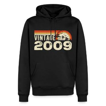 Jahrgang 2009 Retro 2009 Geburtstagsgeschenk 2009 - Männer Premium Bio Hoodie - Schwarz - Vorne - Nico (187cm)