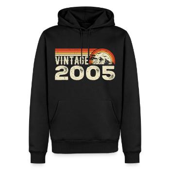 Jahrgang 2005 Geburtstagsgeschenk 2005 Retro 2005 - Männer Premium Bio Hoodie - Schwarz - Vorne - Nico (187cm)
