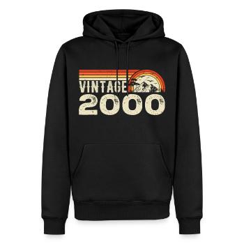Vintage 2000 Cadeau Anniversaire 2000 Rétro 2000 - Sweat à capuche Premium bio Homme - noir - Devant - Nico (187cm)