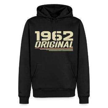 Né en 1962 Vintage 1962 Anniversaire Rétro 1962 - Sweat à capuche Premium bio Homme - noir - Devant - Nico (187cm)