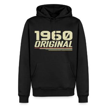 Né en 1960 Vintage 1960 Anniversaire Rétro 1960 - Sweat à capuche Premium bio Homme - noir - Devant - Nico (187cm)