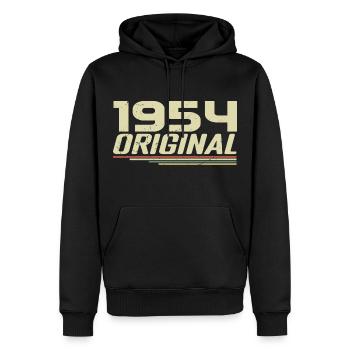 Né en 1954 Vintage 1954 Anniversaire Rétro 1954 - Sweat à capuche Premium bio Homme - noir - Devant - Nico (187cm)