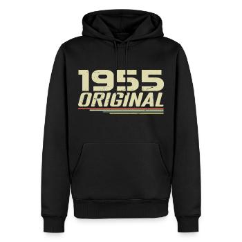 Né en 1955 Vintage 1955 Anniversaire Rétro 1955 - Sweat à capuche Premium bio Homme - noir - Devant - Nico (187cm)