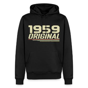 Né en 1959 Vintage 1959 Anniversaire Rétro 1959 - Sweat à capuche Premium bio Homme - noir - Devant - Nico (187cm)