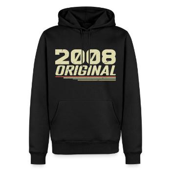 Né en 2008 Vintage 2008 Anniversaire Rétro 2008 - Sweat à capuche Premium bio Homme - noir - Devant - Nico (187cm)