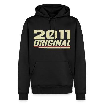 Né en 2011 Vintage 2011 Anniversaire Rétro 2011 - Sweat à capuche Premium bio Homme - noir - Devant - Nico (187cm)
