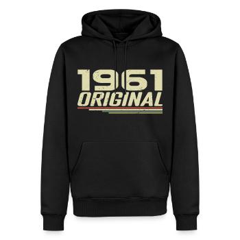 Né en 1961 Vintage 1961 Anniversaire Rétro 1961 - Sweat à capuche Premium bio Homme - noir - Devant - Nico (187cm)
