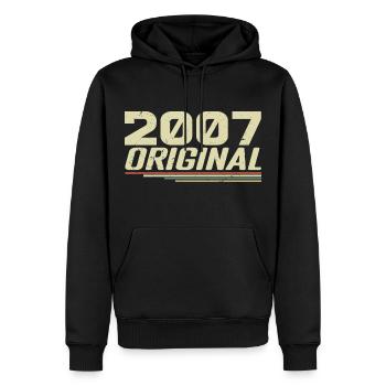 Né en 2007 Vintage 2007 Anniversaire Rétro 2007 - Sweat à capuche Premium bio Homme - noir - Devant - Nico (187cm)