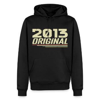 Né en 2013 Vintage 2013 Anniversaire Rétro 2013 - Sweat à capuche Premium bio Homme - noir - Devant - Nico (187cm)