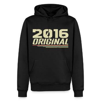 Né en 2016 Vintage 2016 Anniversaire Rétro 2016 - Sweat à capuche Premium bio Homme - noir - Devant - Nico (187cm)