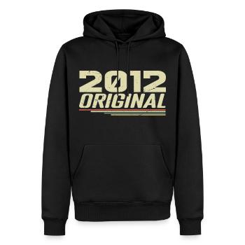 Born in 2012 Vintage 2012 Retro Anniversary 2012 - Men’s Premium Organic Hoodie - black - Front - Nico (187cm)