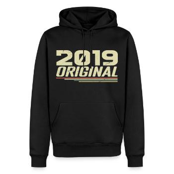 Né en 2019 Vintage 2019 Anniversaire Rétro 2019 - Sweat à capuche Premium bio Homme - noir - Devant - Nico (187cm)
