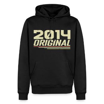 Né en 2014 Vintage 2014 Anniversaire Rétro 2014 - Sweat à capuche Premium bio Homme - noir - Devant - Nico (187cm)