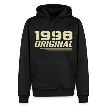 Né en 1998 Vintage 1998 Anniversaire Rétro 1998 - Sweat à capuche Premium bio Homme - noir - Devant - Nico (187cm)