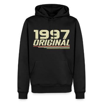Né en 1997 Vintage 1997 Anniversaire Rétro 1997 - Sweat à capuche Premium bio Homme - noir - Devant - Nico (187cm)