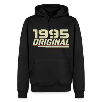Né en 1995 Vintage 1995 Anniversaire Rétro 1995 - Sweat à capuche Premium bio Homme - noir - Devant - Nico (187cm)