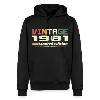 Jahrgang 1981 Geschenk 1981 Geburtstag 1981 Retro - Männer Premium Bio Hoodie - Schwarz - Vorne - Nico (187cm)