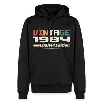 Vintage 1984 Cadeau 1984 Anniversaire 1984 Retro - Sweat à capuche Premium bio Homme - noir - Devant - Nico (187cm)