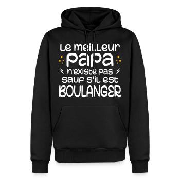 Le Meilleur Papa N'existe Pas Sauf S'il Boulanger - Sweat à capuche Premium bio Homme - noir - Devant - Nico (187cm)