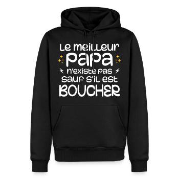 Den besten Vater gibt es nicht, es sei denn, er ist Metzger - Männer Premium Bio Hoodie - Schwarz - Vorne - Nico (187cm)