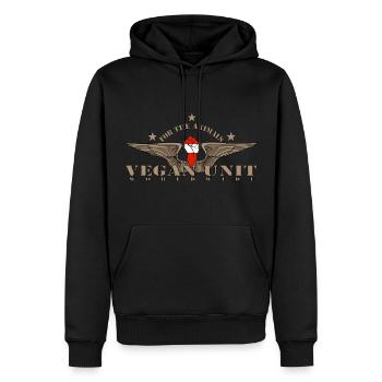 VEGAN UNIT ÖSTEREICH - Männer Premium Bio Hoodie - Schwarz - Vorne - Nico (187cm)