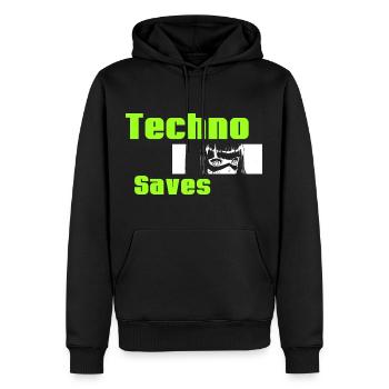 Techno Saves - Männer Premium Bio Hoodie - Schwarz - Vorne - Nico (187cm)
