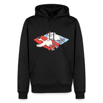 Cygnes sur la plage - Sweat à capuche Premium bio Homme - noir - Devant - Nico (187cm)