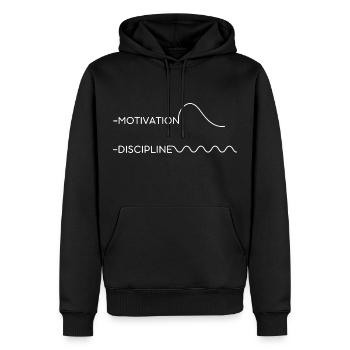 motivation vs discipline - Sweat à capuche Premium bio Homme - noir - Devant - Nico (187cm)
