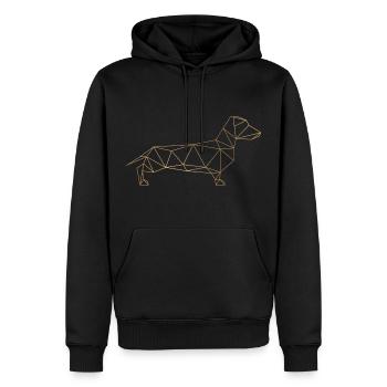 Wiener géométrique - dachshund géométrique doré - Sweat à capuche Premium bio Homme - noir - Devant - Nico (187cm)