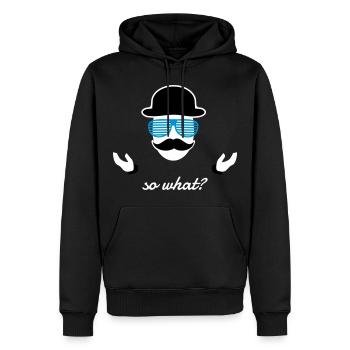 so what Sir - Männer Premium Bio Hoodie - Schwarz - Vorne - Nico (187cm)