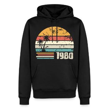 1980 Geburtstagsgeschenk - Hergestellt in 1980 Retro 1980er Jahre - Männer Premium Bio Hoodie - Schwarz - Vorne - Nico (187cm)