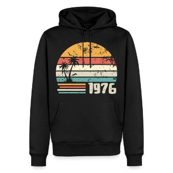 1976 Cadeau Anniversaire - Made in 1976 Rétro 1976 - Sweat à capuche Premium bio Homme - noir - Devant - Nico (187cm)