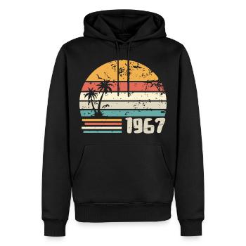 1967 Cadeau Anniversaire - Made in 1967 Rétro 1967 - Sweat à capuche Premium bio Homme - noir - Devant - Nico (187cm)