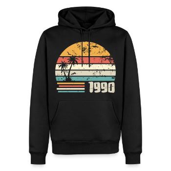 1990 Geburtstagsgeschenk - Made in 1990 Retro 1990 - Männer Premium Bio Hoodie - Schwarz - Vorne - Nico (187cm)