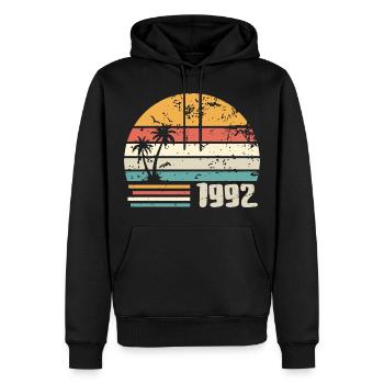 1992 Cadeau Anniversaire - Made in 1992 Rétro 1992 - Sweat à capuche Premium bio Homme - noir - Devant - Nico (187cm)