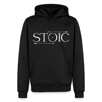 Stoïc - Sweat à capuche Premium bio Homme - noir - Devant - Nico (187cm)