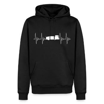 Flugzeugschlepper Pushback Pusher Herzschlag EKG - Männer Premium Bio Hoodie - Schwarz - Vorne - Nico (187cm)