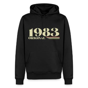 Original 1983 Jahrgang 1983 Retro Geburtstag 1983 - Männer Premium Bio Hoodie - Schwarz - Vorne - Nico (187cm)